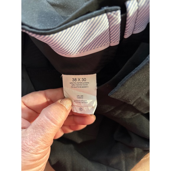 JM Haggar Classic Fit Black Dress Pants Mens Size 38 x 30 Flat Front Slacks - Picture 5 of 6